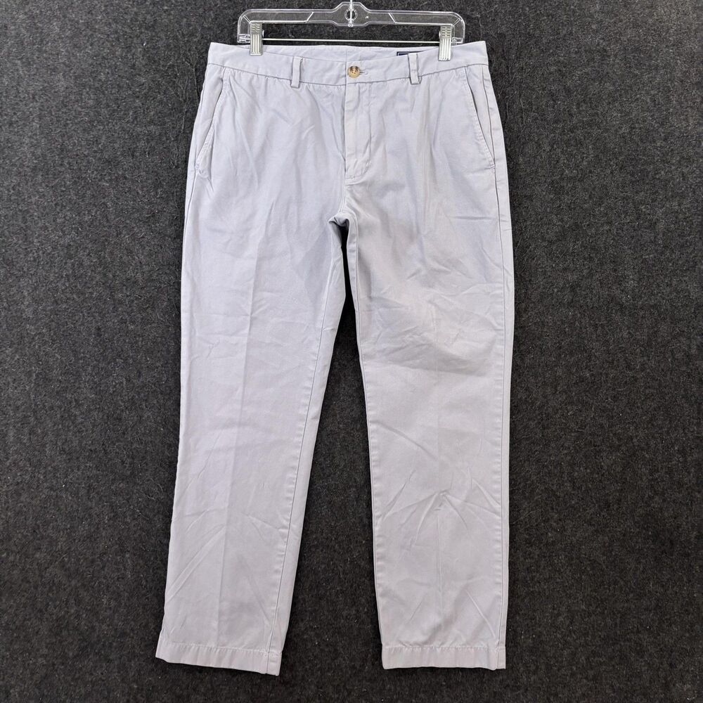 Vineyard Vines Slim Fit Breaker Pants Men's 33x29 Gray Cotton Chino Preppy